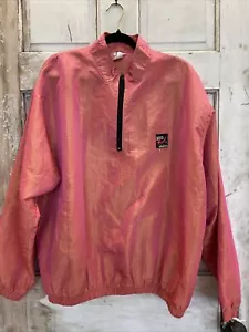 Vintage Surf Style Windbreaker Mens One Size Pink Iridescent Quarter Zip USA - Picture 1 of 14