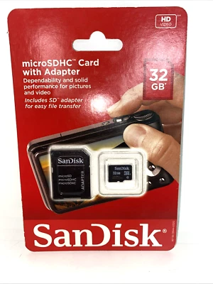 Sandisk 32 GB MicroSDHC Card with Adapter - Image 1 of 2