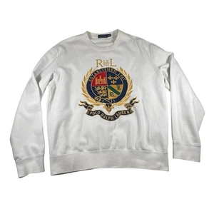 Polo Ralph Lauren Crest Pullover Sweatshirt L Big Logo Grafik bestickt Herren - Bild 1 von 18
