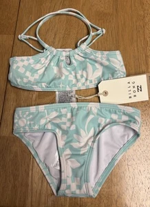NWT Billabong Little Girl's 2 Pc Bikini Swimsuit Catch A Wave Size 4 Mint Chip - Picture 1 of 8