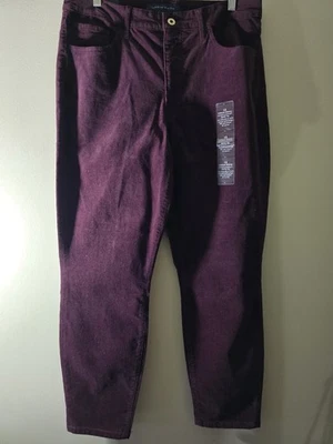 Calça Tommy Hilfiger Tribeca Skinny Borgonha Veludo Preppy Fem Cottagecore Nova Com Etiqueta - Imagem 1 de 4