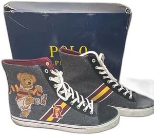 Polo Ralph Lauren Solomon II Bear Wool High Top Sneaker Gr. 15D Grau Rot - Bild 1 von 15