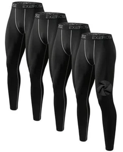 Men’s Thermal Compression Fleece Lined Pants Athletic Leggings Baselayer Cold - Picture 1 of 6