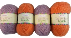HERRSCHNERS Lot of 4 Teddy Bear Brights Yarn, (2)Tangerine + (2)Violet NEW - Picture 1 of 2