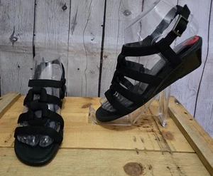 Donald J Pliner Black Strappy Low Wedge Heels Sandals Size 6 - Picture 1 of 6