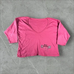 Vintage Harley-Davidson Shirt Womens XL Pink Floral V Neck 80s Biker Holubek - Picture 1 of 7