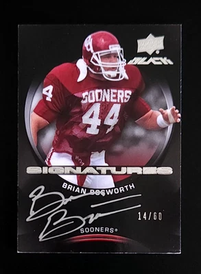 Brian Bosworth 2011 Upper Deck Black Signatures Auto /60 Silver INK RARE! - Image 1 of 2