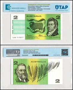 Australia 2 Dollars, 1974-1985, P-43e, UNC, Authenticated Banknote - Picture 1 of 1