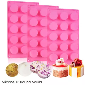 VDL Silicone 15 Round Shape Chocolate Cake Ice Baking Wax Melt Soap Resin Mould - Picture 1 of 8