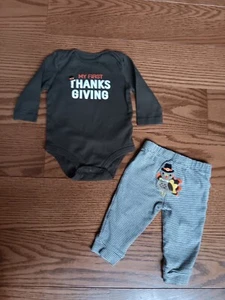 Carters Primer Traje de Acción de Gracias 6 Mos Niño/Niña Otoño Pavo Manga Larga/Pantalones - Imagen 1 de 3