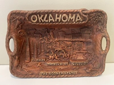 Bandeja de resina Lugene's cuenco decorativo vintage recuerdo Oklahoma años 1959-60 Foto 1 de 4