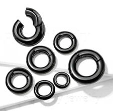 PAIR Large Gauge Hinged Clicker Segment Ring PVD Surgical Steel Earrings Septum