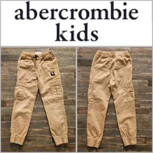 Abercrombie Kids Tan Cargo Jogger Pants Elastic Waist Boys Size 7/8 - Picture 1 of 6