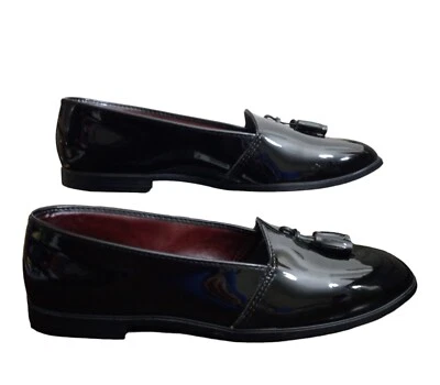 Mocasín Pierre Cardin para hombre con borlas talla 9 charol negro hecho en EE. UU. Foto 1 de 4