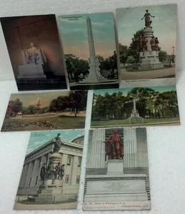 7 Stück 100+ Jahre alte Postkarten Statuen/Denkmäler Poststempel Original CXL Briefmarken Farbe - Bild 1 von 10