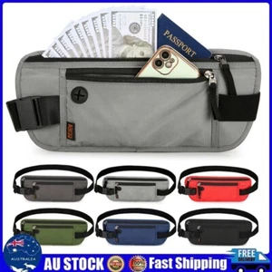 Travel Passport Money Belt Security RFID Blocking Waist Bag Invisible Wallet Zip - Picture 1 of 16