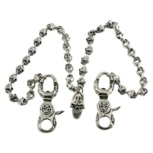 Solid 925 Sterling Silver Skull Wallet Chain Biker Men's Gothic Heavy Metal - Picture 1 of 5