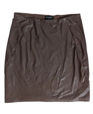 Naked Wardrobe Brown Faux Leather Mini Skirt Sz XL Side Seam Detail - Image 1 of 3