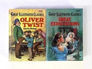 Charles Dickens Oliver Twist Great Expectations Illustrated Books Lot Of 2 - Picture 1 of 12