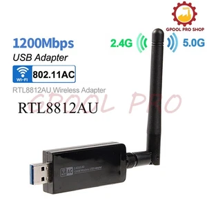 Wireless USB Adapter With Antenna RTL8812AU USB 3.0 Dual Band 1200Mbps 802.11ac - Afbeelding 1 van 5