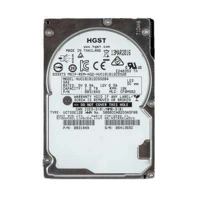HGST Ultrastar C10K1800 1.2TB 10K 128MB SAS-3 2.5'' HUC101812CSS204 - Image 1 of 3