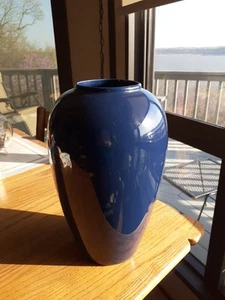 Vintage Haeger COBALT BLUE Pottery Large 13 inch Vase #4304 label Excellent - Picture 1 of 6