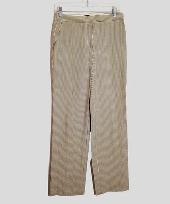 Брюки женские Michael Kors 4 широкие штанины серые белые в тонкую полоску 100% хлопок средняя посадка - Изображение 1 из 4