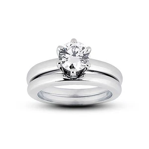 Juego de novia clásico a juego de diamantes naturales redondos de 1 1/2 ct F SI1 14 k - Imagen 1 de 3