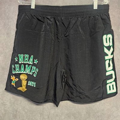 NWT Mitchell & Ness NBA Milwaukee Bucks Heritage Woven Workout Gym Shorts L $75 - Image 1 of 4