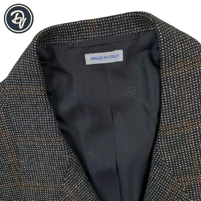 Mens 48 R Brioni Brown Flannel Knit Windowpane Plaid Wool Patch Pocket Blazer - image 1 of 4