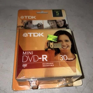 Lot of 5 TDK Mini DVD-RW 30 Minutes Rewritable 1.4GB/GO 8cm NEW - Picture 1 of 2