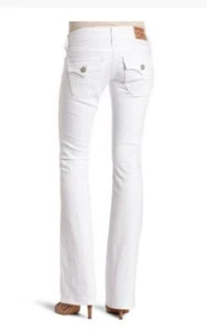 NEU $ 196 True Religion Markenjeans Damen Becky weiß niedrig Bootcut Denim 24x34 - Bild 1 von 4