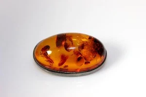 Vintage Sterling Silver Genuine Amber Pin Brooch 1.25” – 7425 - Picture 1 of 5