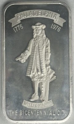 1776 MADISON MINT 1 oz .999 Silver WILLIAM PENN PHILADELPHIA BICENTENNIAL CITY - Image 1 of 2