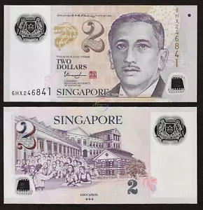 Singapur 2 dólares con 3 estrellas sólidas P-46 polímero sin circular sin circular - Imagen 1 de 1