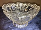 Vintage Cut Glass Candy footed bowl 10 cm high x 15.5 cm wide flower pattern