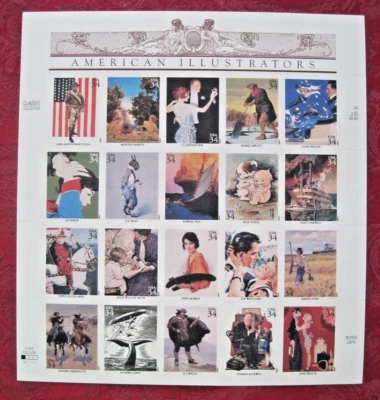 US #3502 American Illustrators Full Sheet 20 34¢ Stamps 2001 Mint NH XF - Image 1 of 2
