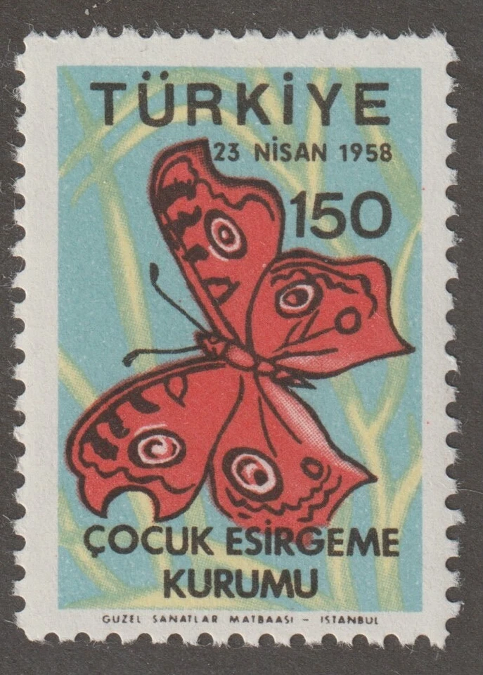 Turkey 1958 #RA228 Butterfly - MH Postal Tax Stamp - Image 1 of 1