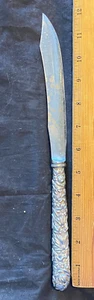 KIRK REPOUSSE STERLING 1 OLD STYLE PRE 1914 CARVING KNIFE OLD ROAST HANDLE 12" - Picture 1 of 5