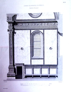 1871 Original Architekturansicht Nordfassade Kirche S.M.dei MIRACOLI.VENEDIG - Bild 1 von 2
