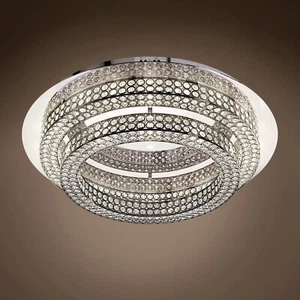 JM Engaged 26" Two Tier LED Chrome Flush Mount with Clear Crystal Accents - Picture 1 of 4
