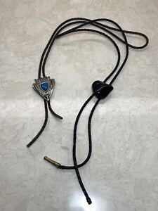 Lot of 2 Bolo Ties: Silver Color Metal w/Faux? Turquoise and Black Stone Onyx?