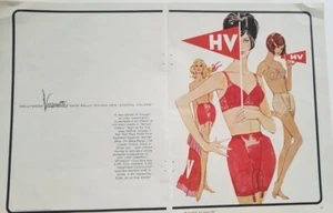 1963 women's Hollywood Vassarette red school colors girdle bra vintage ad - Picture 1 of 1