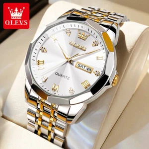 Olevs Brand Quartz Watch Double Calendar Men's Fashion New Watch - Picture 1 of 30