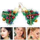 Xmas Tree Dangle Earrings With Jingle Bell & Star Charms-Cw