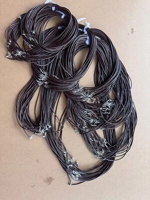 2 мм коричневый кожаный шнур ожерелье серебро с застежкой омара 14-32» цепочка - Изображение 1 из 4