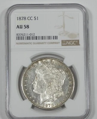 1878-CC Morgan Dollar CERTIFIED NGC AU 58  Carson City Silver Dollar - Image 1 of 4