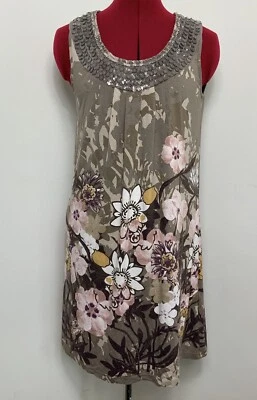Taifun Gerry Weber Beach Cover-Up Summer Sundress Floral Sleeveless Brown UK10 — 第 1/4 张图片