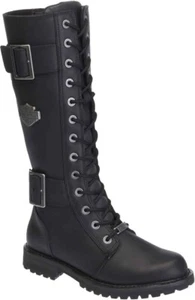 Botas de cuero negras Harley-Davidson® Belhaven hasta la rodilla para mujer D87082 talla 9 nuevas en caja - Imagen 1 de 4