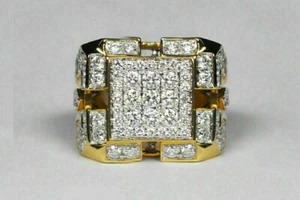 2.65Ct Round Cut Lab Created Diamond 14k Yellow Gold Plated Mens Engagement Ring - Picture 1 of 3